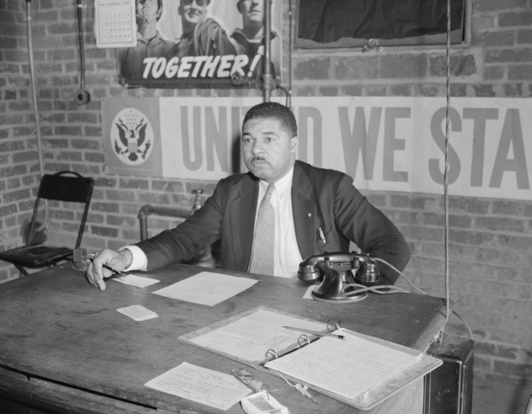 Air raid wardens' meeting in zone nine, Southwest area, Washington, D.C, 1942. Creator: Gordon Parks.