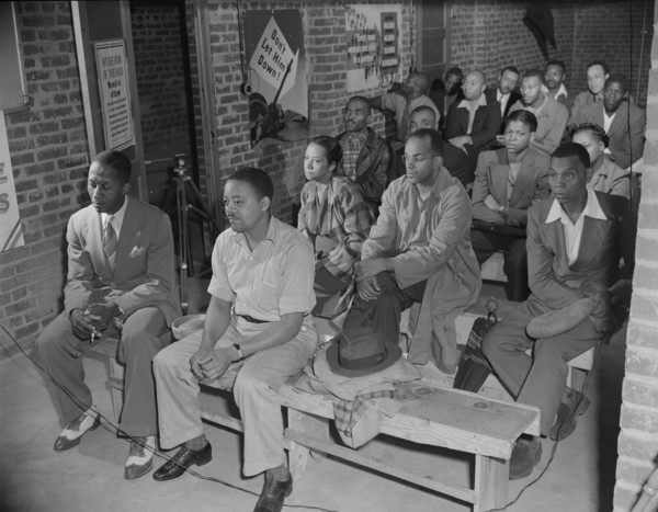 Air raid wardens' meeting in zone nine, Southwest area, Washington, D.C, 1942. Creator: Gordon Parks.