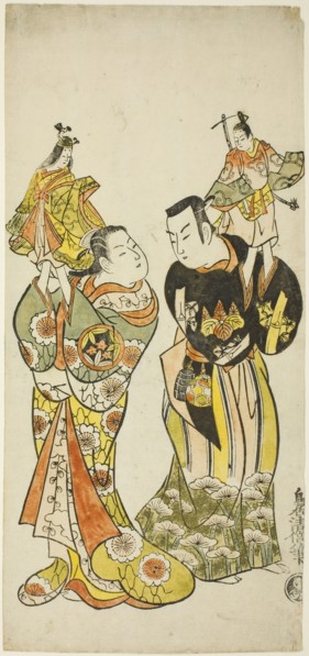 The Actors Yamashita Kinsaku I and Hayakawa Hatsuse as puppeteers in the play "Diary Kept ..., 1725. Creator: Torii Kiyomasu.