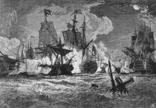 'Naval Action Between the British and the French in Pondicherry Roads', c1891. Creator: James Grant.