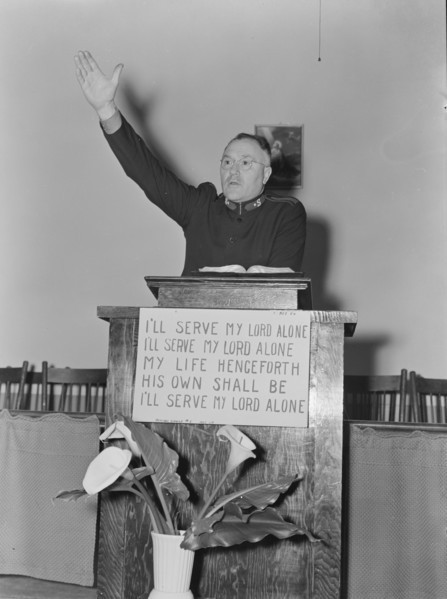 Preaching Salvation, Salvation Army, San Francisco, California, 1939. Creator: Dorothea Lange.