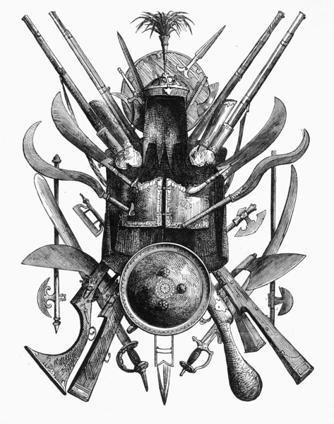 'Group of Indian Weapons of War', c1891. Creator: James Grant.