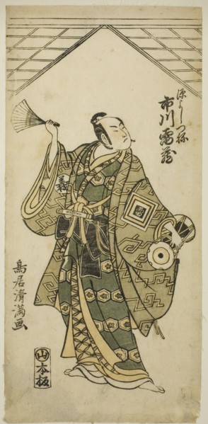 The Actor Ichikawa Raizo I as Minamoto no Yoshitsune in the play "Nihon ga Hana Hogan Biik..., 1761. Creator: Torii Kiyomitsu.