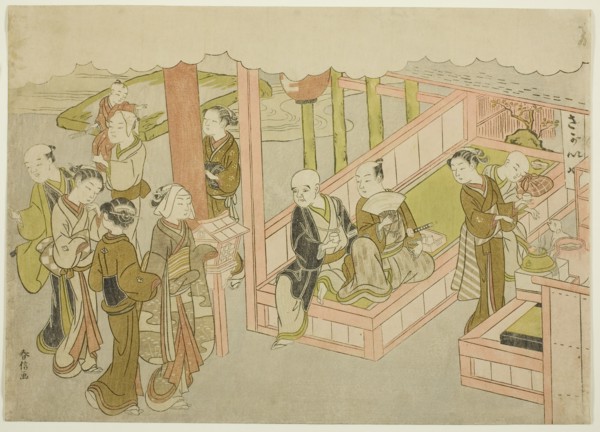 The Introduction (Miai), the first sheet from the series "Marriage in Brocade Prints ..., c. 1769. Creator: Suzuki Harunobu.