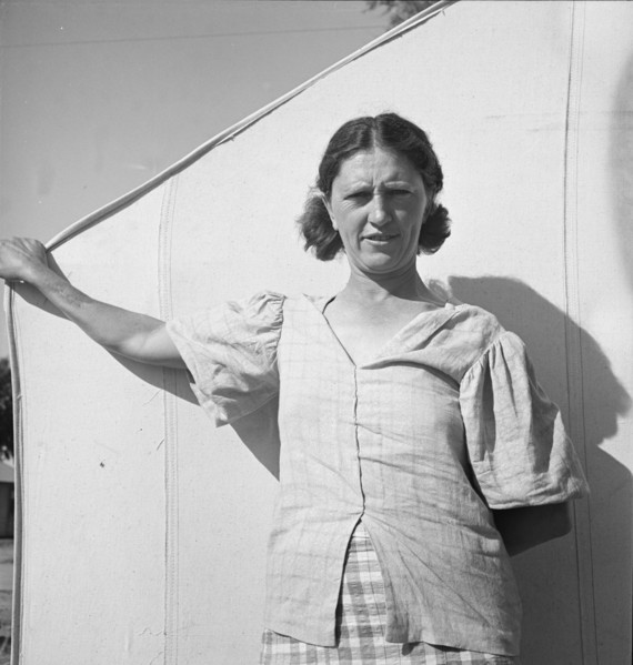 In a carrot pickers' camp, Imperial Valley, California, 1939. Creator: Dorothea Lange.