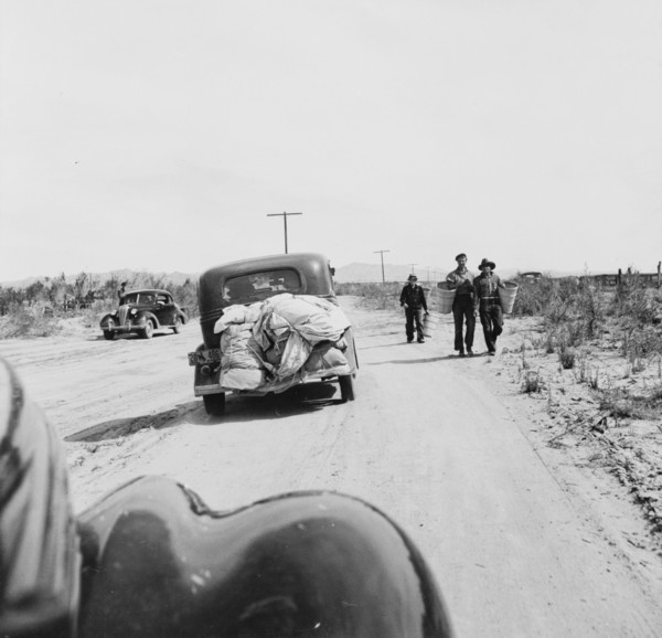 Migratory family arriving at grower's camp for pickers, Imperial Valley, California, 1939. Creator: Dorothea Lange.