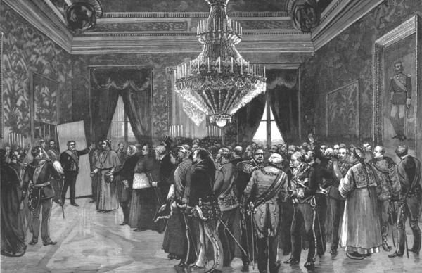 ''His Excellency the President of the Ministerial Council announcing the birth of...',1886. 1890. Creator: Unknown.
