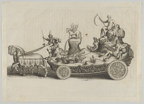 Design for a float, from 'Éloges et discours sur la triomphante réception du Roy en sa vil..., 1629. Creator: Melchior Tavernier.