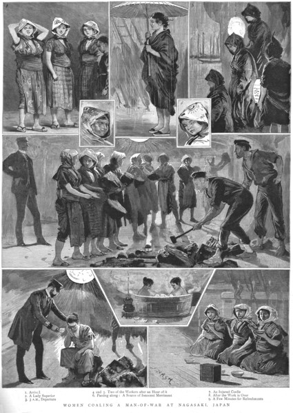 ''Women coaling a Man-of War at Nagasaki, Japan', 1888. Creator: J Nash.