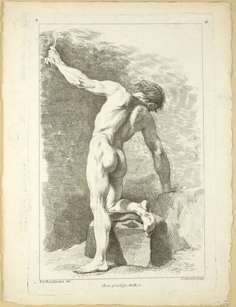 Figure, from Seconde livre de figures d’Academies gravées en Partie par les..., published 1745. Creators: Pierre Soubeyran, Jombert Père.
