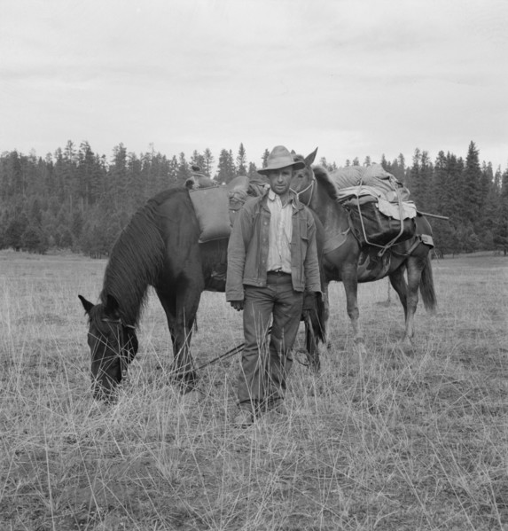 Basque sheep herder who speaks broken English coming down..., Adams County, Idaho, 1939. Creator: Dorothea Lange.