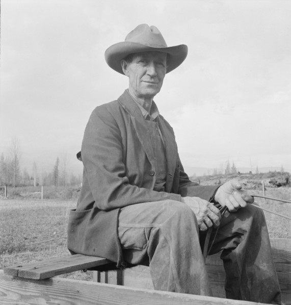 Possibly: Farmer from Nebraska now developing eighty-acre stump farm, Bonner County, Idaho, 1939. Creator: Dorothea Lange.