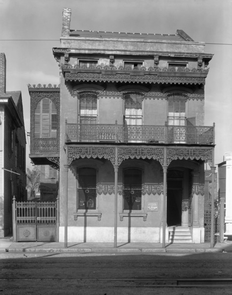 New Orleans architecture - Cast iron grillwork...Lee Circle...Saint Charles Avenue, Louisiana, 1936. Creator: Walker Evans.