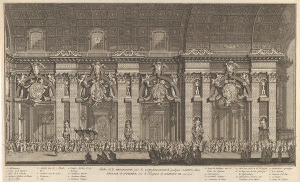 Procession held in Saint Peter's Basilica in honor of the Canonization of several Saints, 1712.
