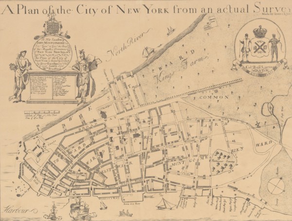 A Plan of the City of New York from an Actual Survey Made by James Lyne, 1728, 1834-1872.
