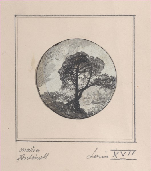 Landscape with hidden silhouettes of Marie Antoinette and the Dauphin, 1794-1815.