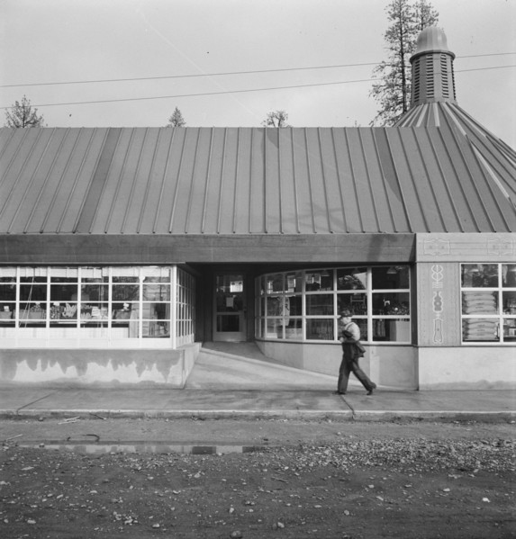 Stores and community center in model lumber company town, Gilchrist, Oregon.