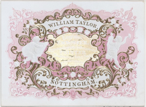 Trade Card for William Taylor, Engraver, Embosser & Printer, 19th century.