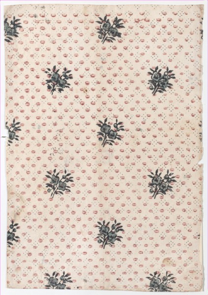 Sheet with an overall floral and dot pattern, late 18th-mid-19th century.