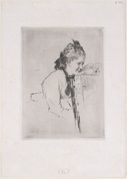 Femme de métier (étude de jeune fille appuyée sur une chaise), 1889?.
