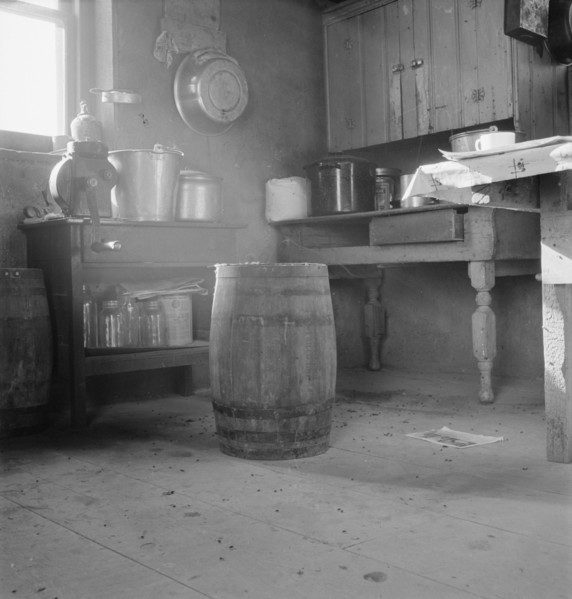 Corner of Roberts' one-room basement dugout. Malheur County, Oregon.