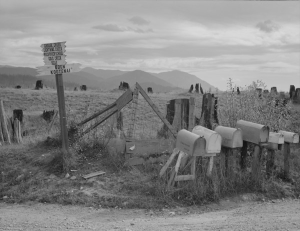 Crossroads off the highway in cut-over area. Boundary County, Idaho.