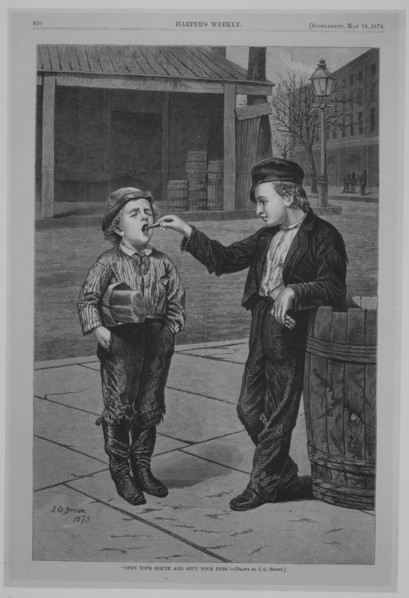 Open Your Mouth and Shut Your Eyes (Harper's Weekly), May 16, 1874.