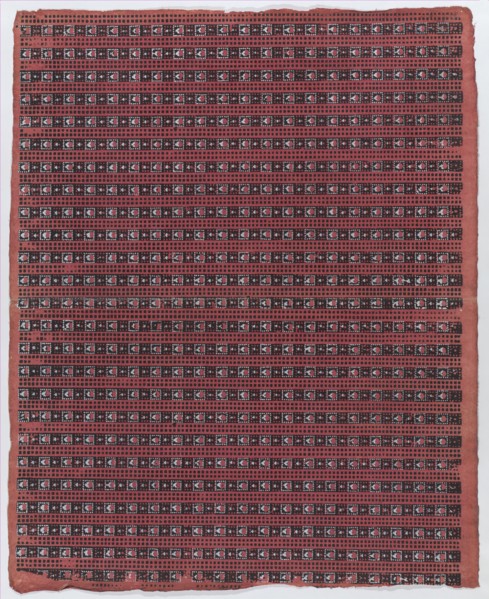 Sheet with overall geometric pattern, late 18th-mid-19th century.