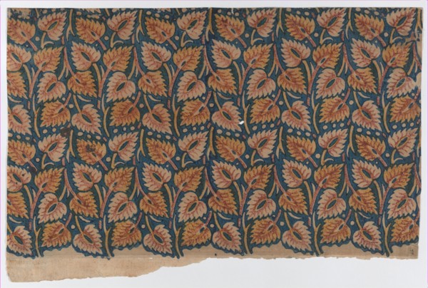Sheet with overall leaf pattern, late 18th-mid-19th century.
