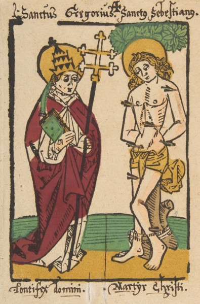 St. Gregory and St. Sebastian (Schr. 1493x), 15th century.