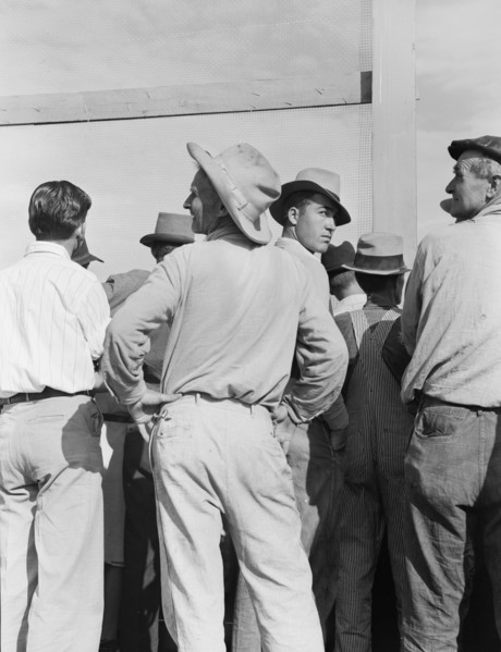 Watching ball game. Shafter migrant camp. California.