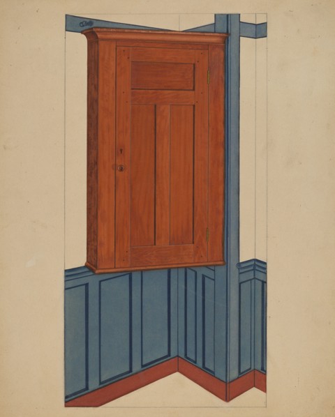 Shaker Small Corner Cupboard, c. 1937.