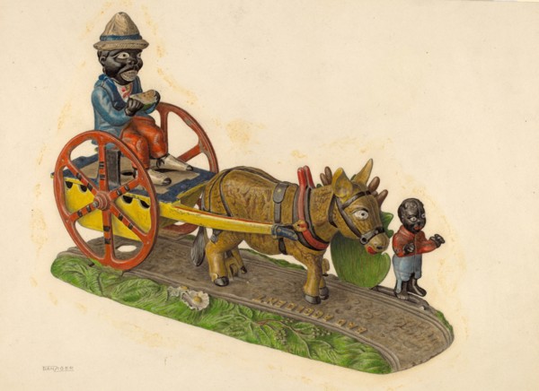 Toy Bank: Donkey and Cart, c. 1941.