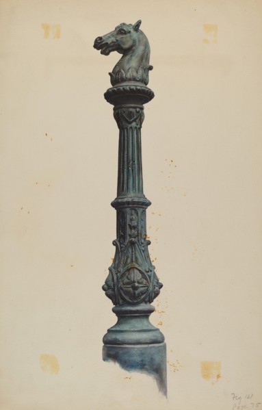 Horse Head Hitching Post, c. 1937.