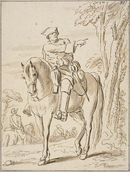 Equestrian Pointing Left, n.d.