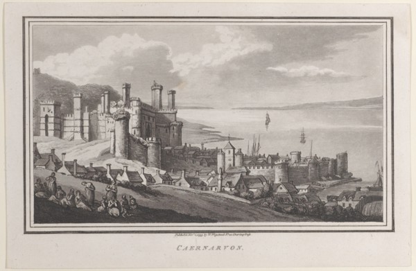 Caernarvon, from "Remarks on a Tour to North and South Wales, in the year 1797, November 2, 1799. Creator: John Hill.