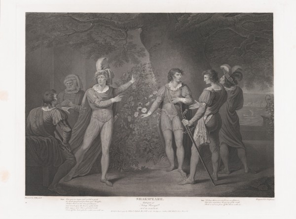 Picking of the Red and White Roses (Shakespeare, King Henry VI, first published 1795; reissued 1852. Creator: John Ogborne.