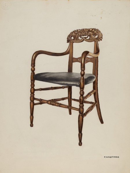 Handcarved Chair, 1937. Creator: Florence Hastings.
