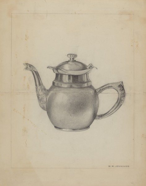 Silver Teapot, 1935/1942. Creator: Walter W. Jennings.