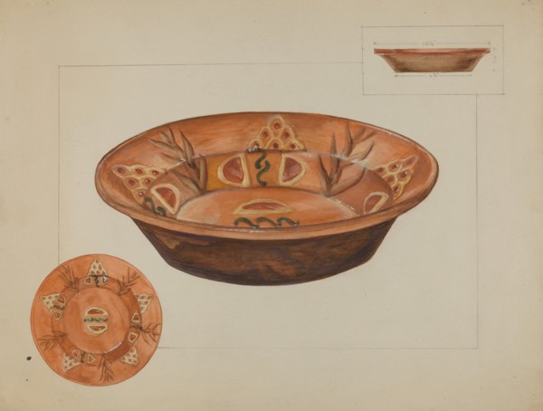 Pa. German Deep Dish, c. 1936. Creator: Agnes Karlin.