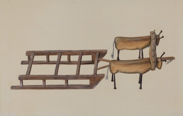 Toy Sledge and Oxen, 1935/1942. Creator: William Kerby.