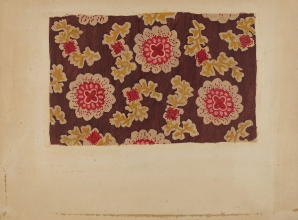Block Printed Handkerchief, c. 1937. Creator: Dorothy Lacey.