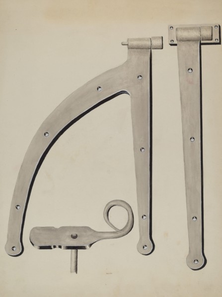 Shutter Hinge and Fastener, c. 1936. Creator: James M. Lawson.