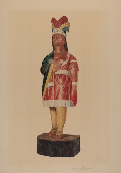 Cigar Store Indian, c. 1939. Creator: Georgine E. Mason.
