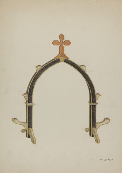 Carved Wooden Candleholder, c. 1939. Creator: Vera Van Voris.