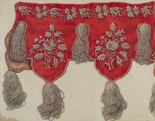 Victorian Shelf Drapery, c. 1940. Creator: Vera Van Voris.
