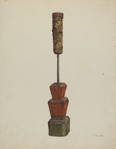 Receptacle for Peanut Oil, c. 1939. Creator: Vera Van Voris.