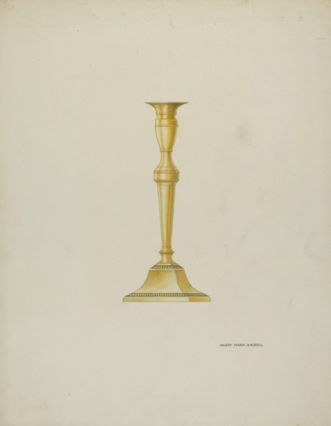 Brass Candlestick, c. 1937. Creator: Harry Mann Waddell.