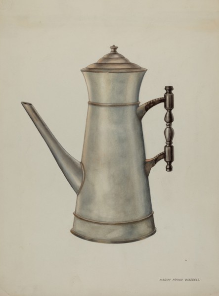 Pewter Coffee Pot, c. 1937. Creator: Harry Mann Waddell.