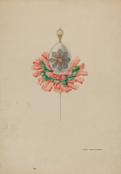 Cascarone (eggshell) Stick Pin, c. 1940. Creator: Harry Mann Waddell.